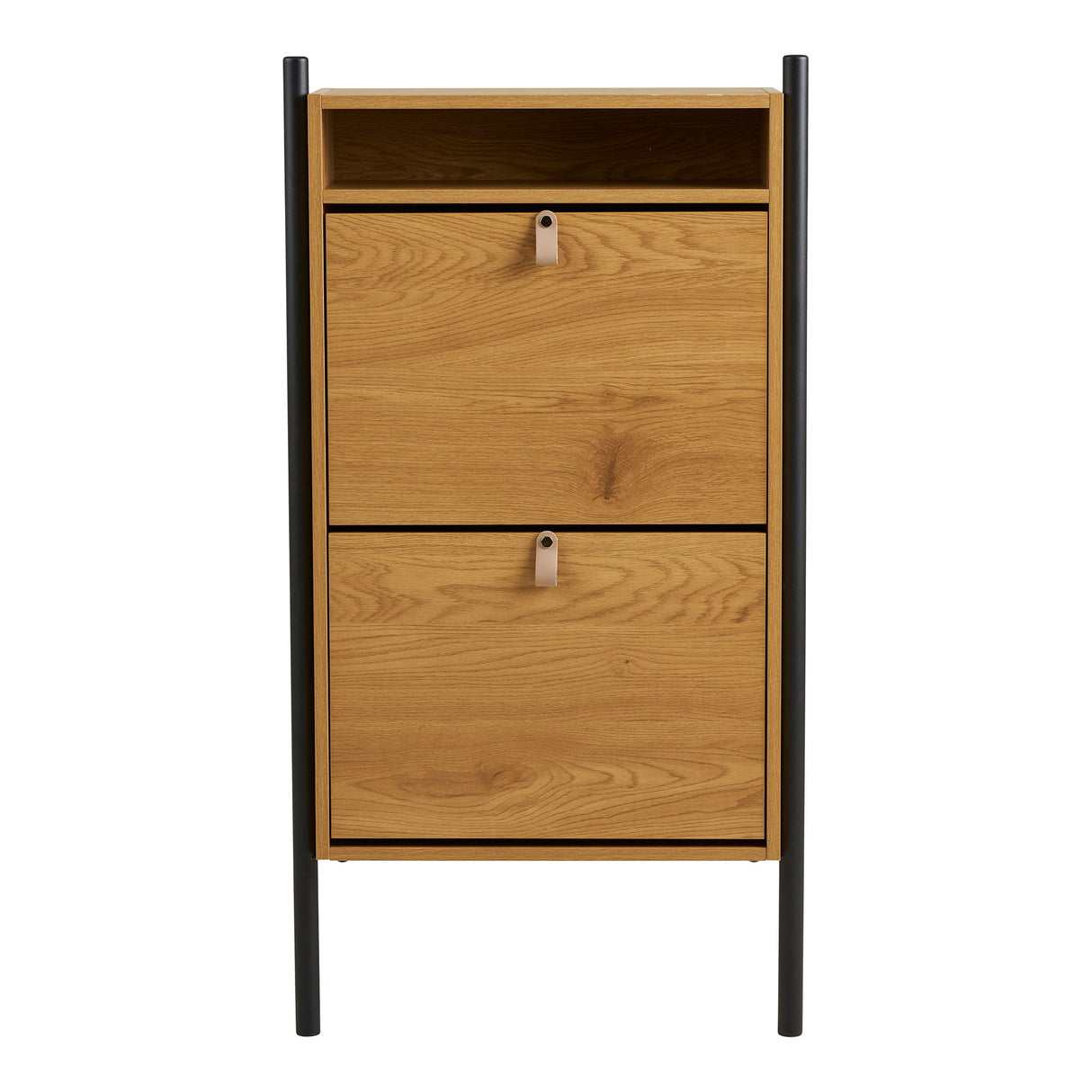 Schuhschrank – Eichenoptik, Zwei Klappenfächer, 118 cm Höhe - Barco | House Nordic