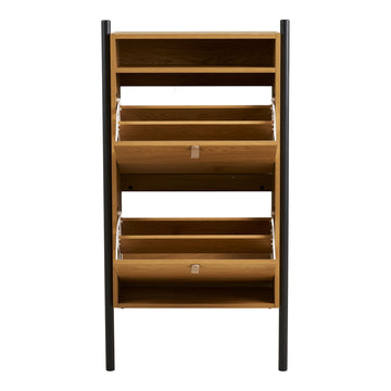 Shoe Rack – Wood Metal, Oak Look, Three Shelves – Barco | House Nordic
