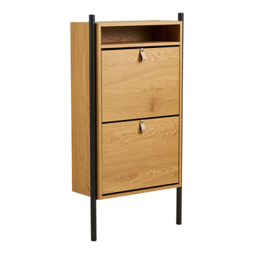 Shoe Rack – Wood Metal, Oak Look, Three Shelves – Barco | House Nordic