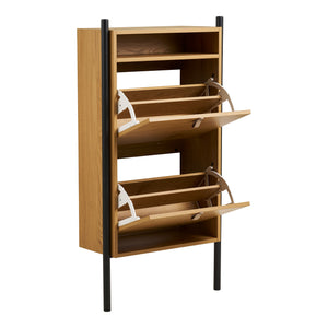 Schuhschrank – Eichenoptik, Zwei Klappenfächer, 118 cm Höhe - Barco | House Nordic