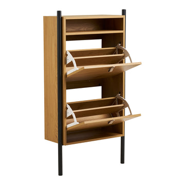 Shoe Rack – Wood Metal, Oak Look, Three Shelves – Barco | House Nordic