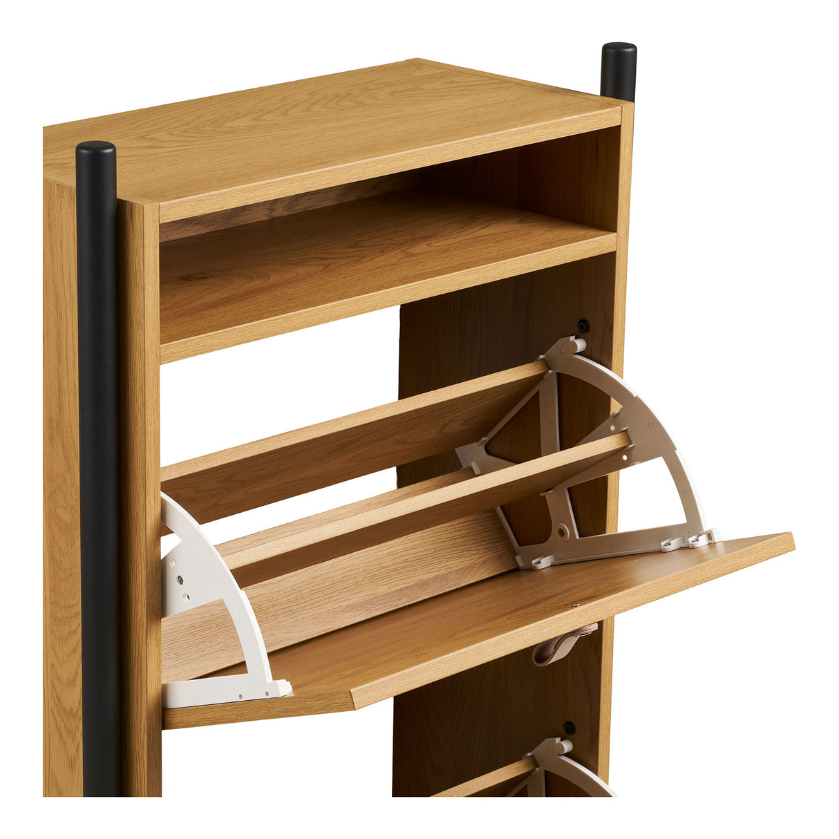 Schuhschrank – Eichenoptik, Zwei Klappenfächer, 118 cm Höhe - Barco | House Nordic