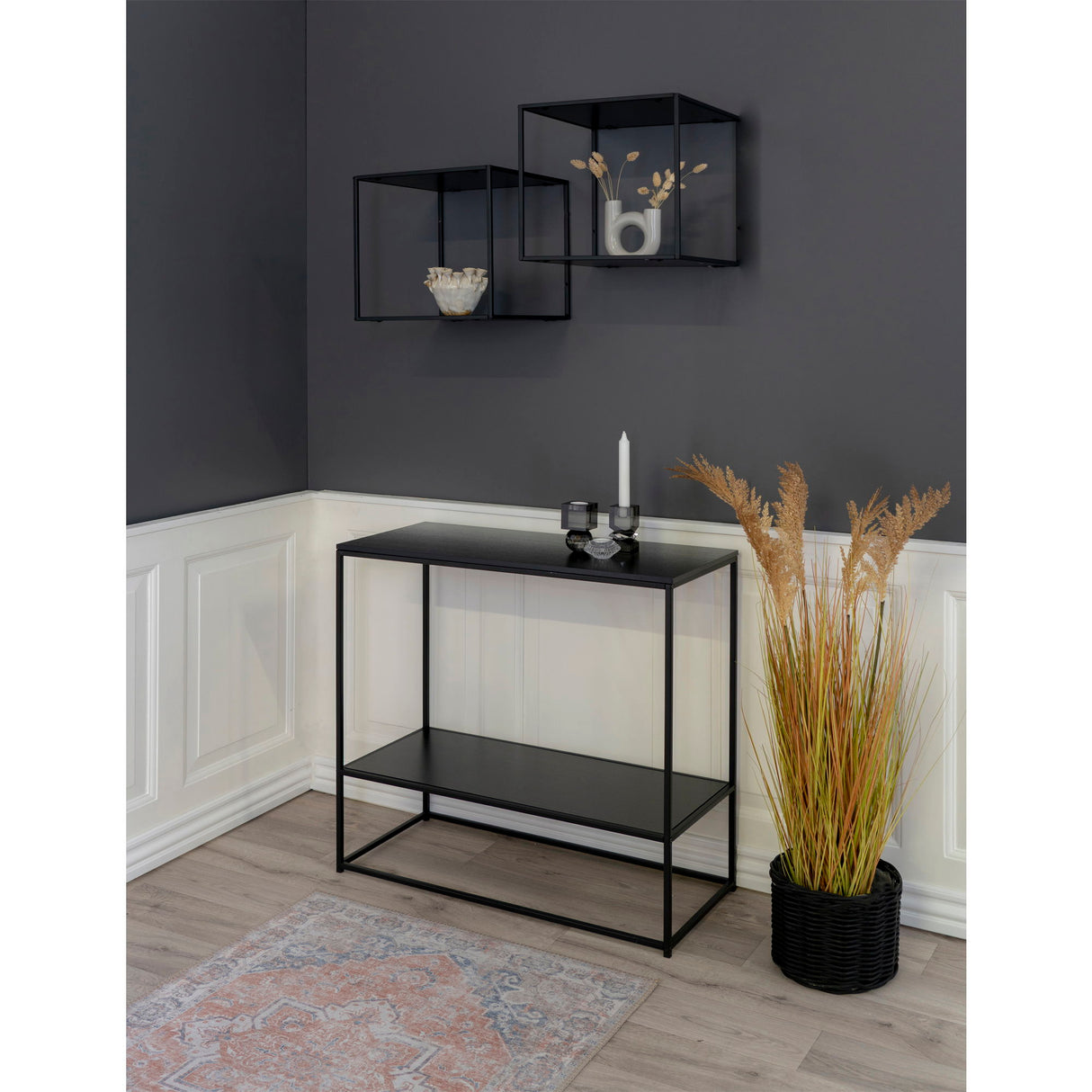 Wandregal – Schwarzer Stahl, Offenes Design, 36 cm Höhe - Vita | House Nordic