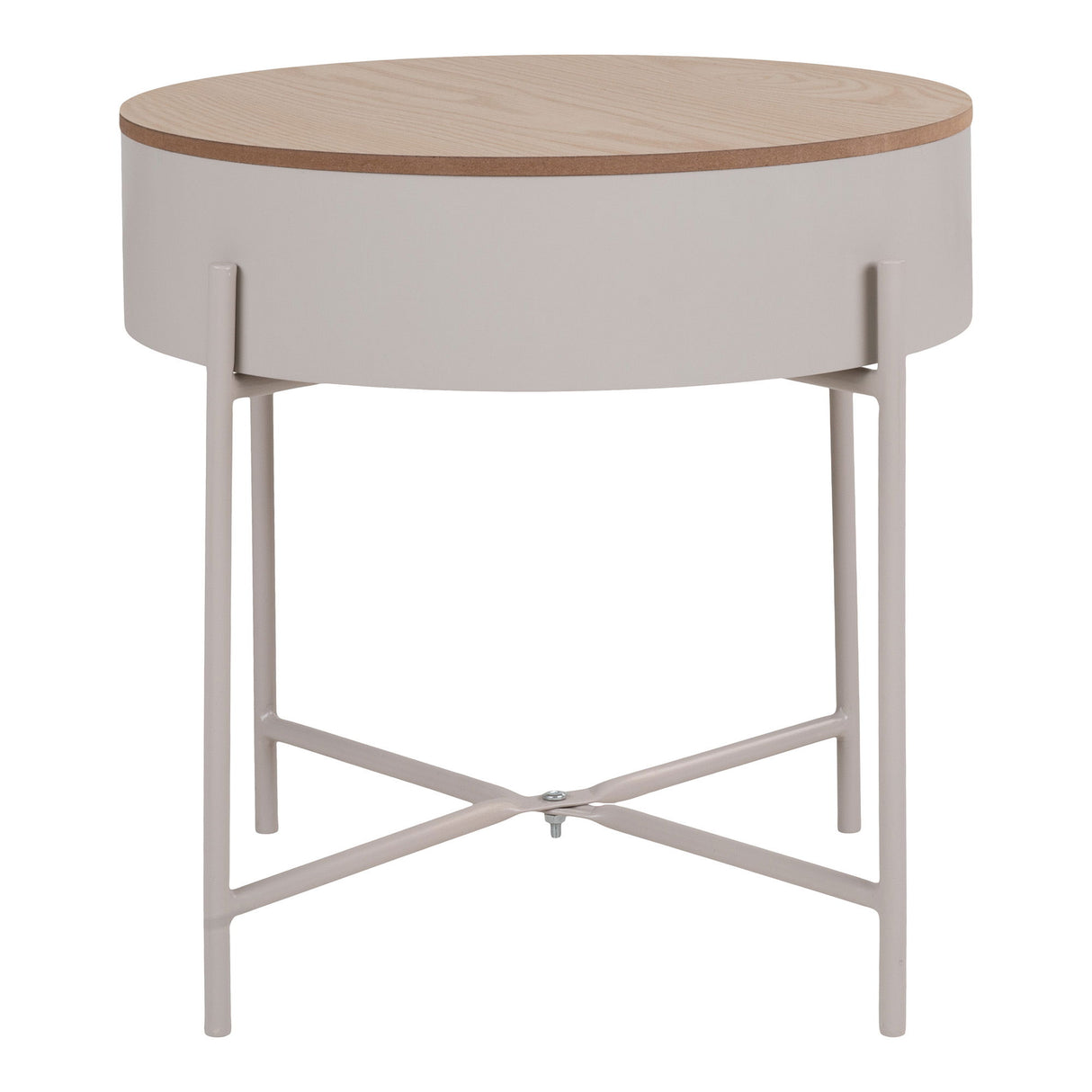Beistelltisch – Beige Stahl, Naturfarbene Tischplatte, 40 cm Höhe - Sisco | House Nordic