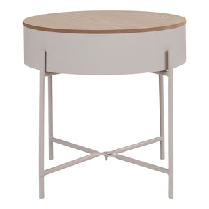Beistelltisch – Beige Stahl, Naturfarbene Tischplatte, 40 cm Höhe - Sisco | House Nordic