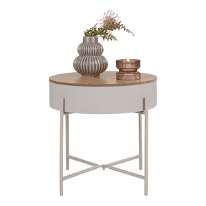 Beistelltisch – Beige Stahl, Naturfarbene Tischplatte, 40 cm Höhe - Sisco | House Nordic