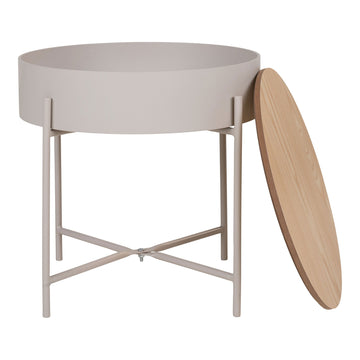 Beistelltisch – Beige Stahl, Naturfarbene Tischplatte, 40 cm Höhe - Sisco | House Nordic