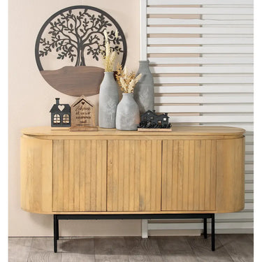 Sideboard – Natürliches Mangoholz, Schwarzer Akzent, Breite Form - Roseau | Gilde