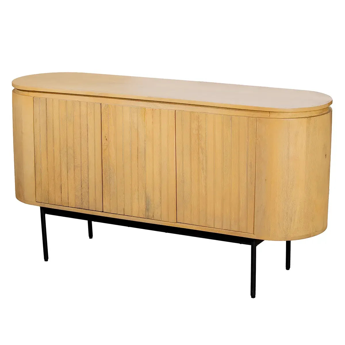 Sideboard – Natürliches Mangoholz, Schwarzer Akzent, Breite Form - Roseau | Gilde