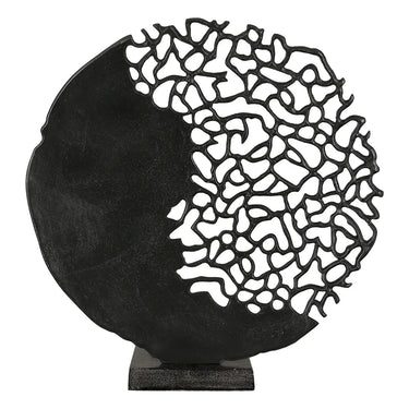Skulptur – Schwarzes Aluminium, Antikes Finish, Runde Silhouette - Osaka | Gilde