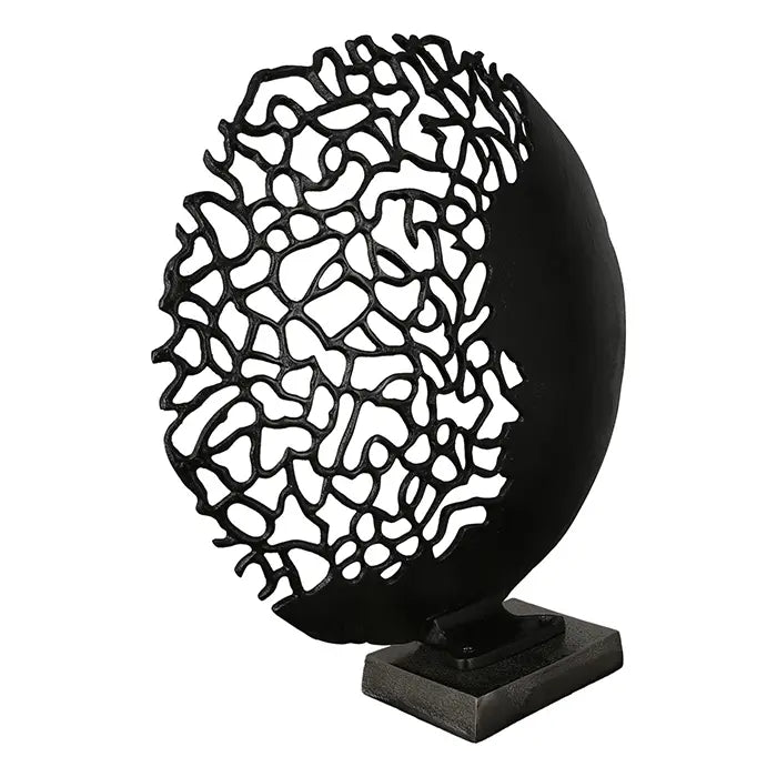 Skulptur – Schwarzes Aluminium, Antikes Finish, Runde Silhouette - Osaka | Gilde
