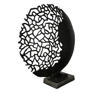 Skulptur – Schwarzes Aluminium, Antikes Finish, Runde Silhouette - Osaka | Gilde