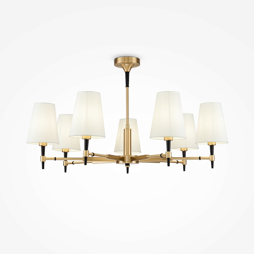 Chandelier Brass Frame & White Textile Shades – Zaragoza | Maytoni