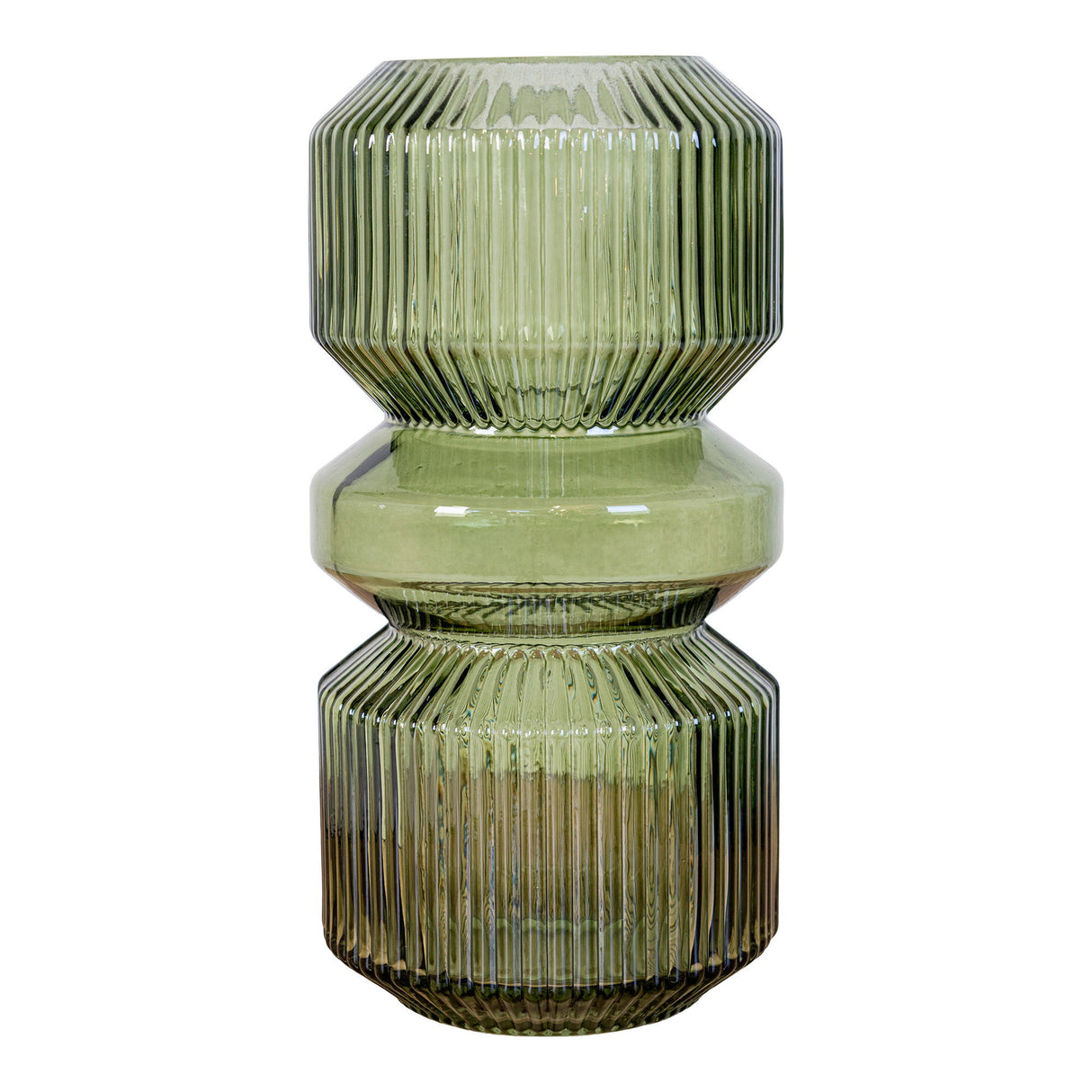 Vase – Grünes Glas, Runde Form, Transparente Oberfläche | House Nordic