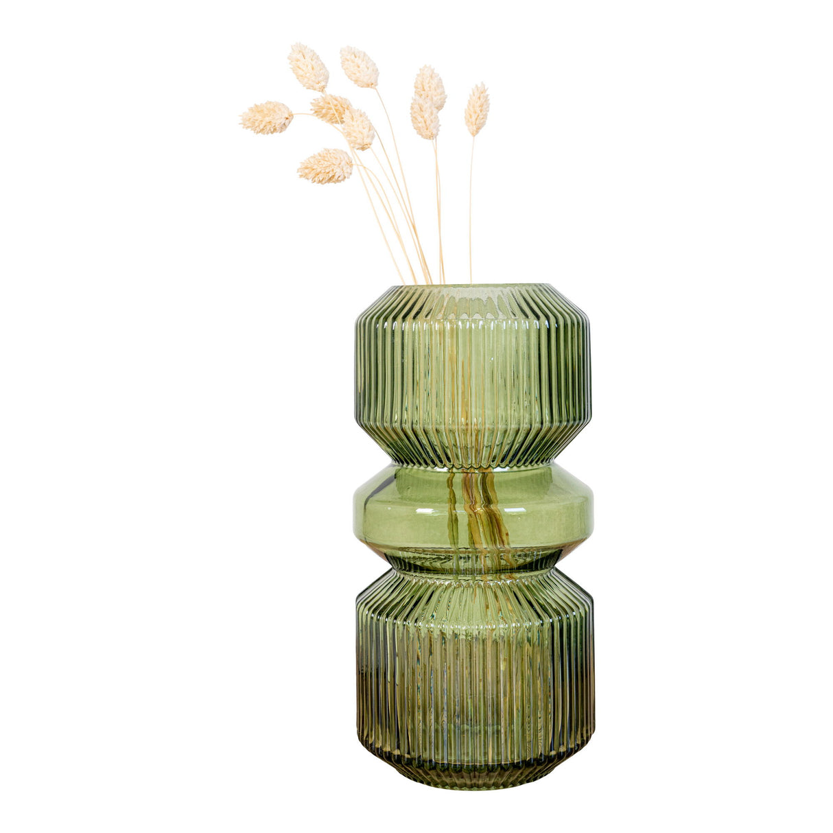 Vase – Grünes Glas, Runde Form, Transparente Oberfläche | House Nordic