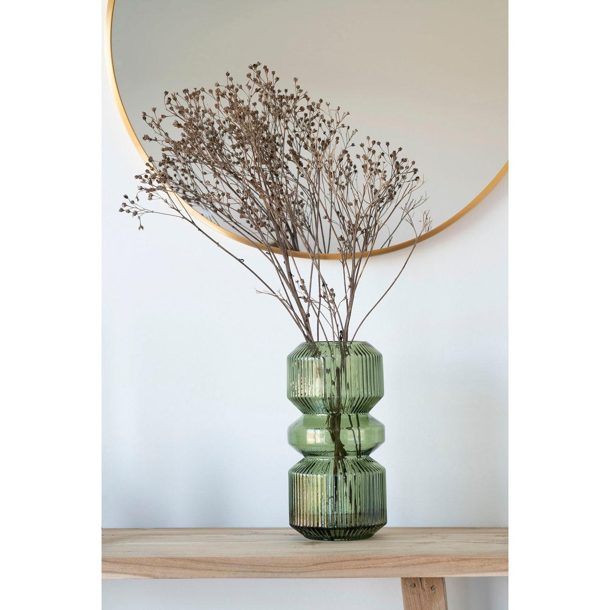 Vase – Grünes Glas, Runde Form, Transparente Oberfläche | House Nordic