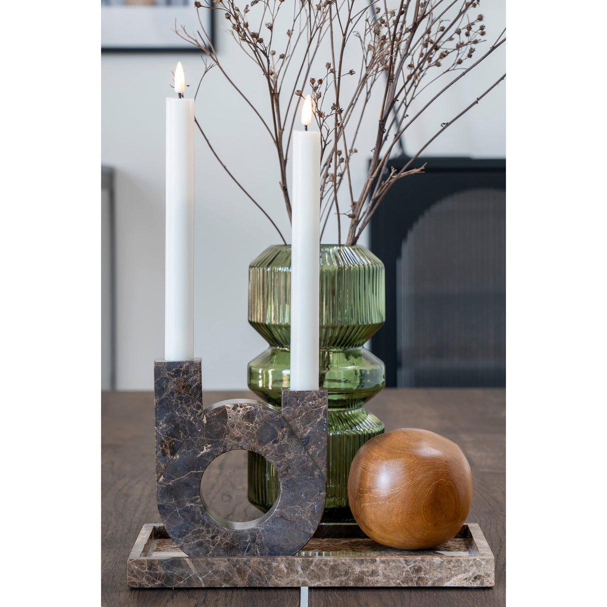 Vase – Grünes Glas, Runde Form, Transparente Oberfläche | House Nordic