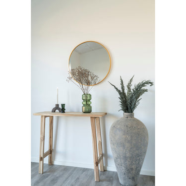 Vase - Glass Material, Round Design, Transparent Surface, Green Hue - Verdania | House Nordic