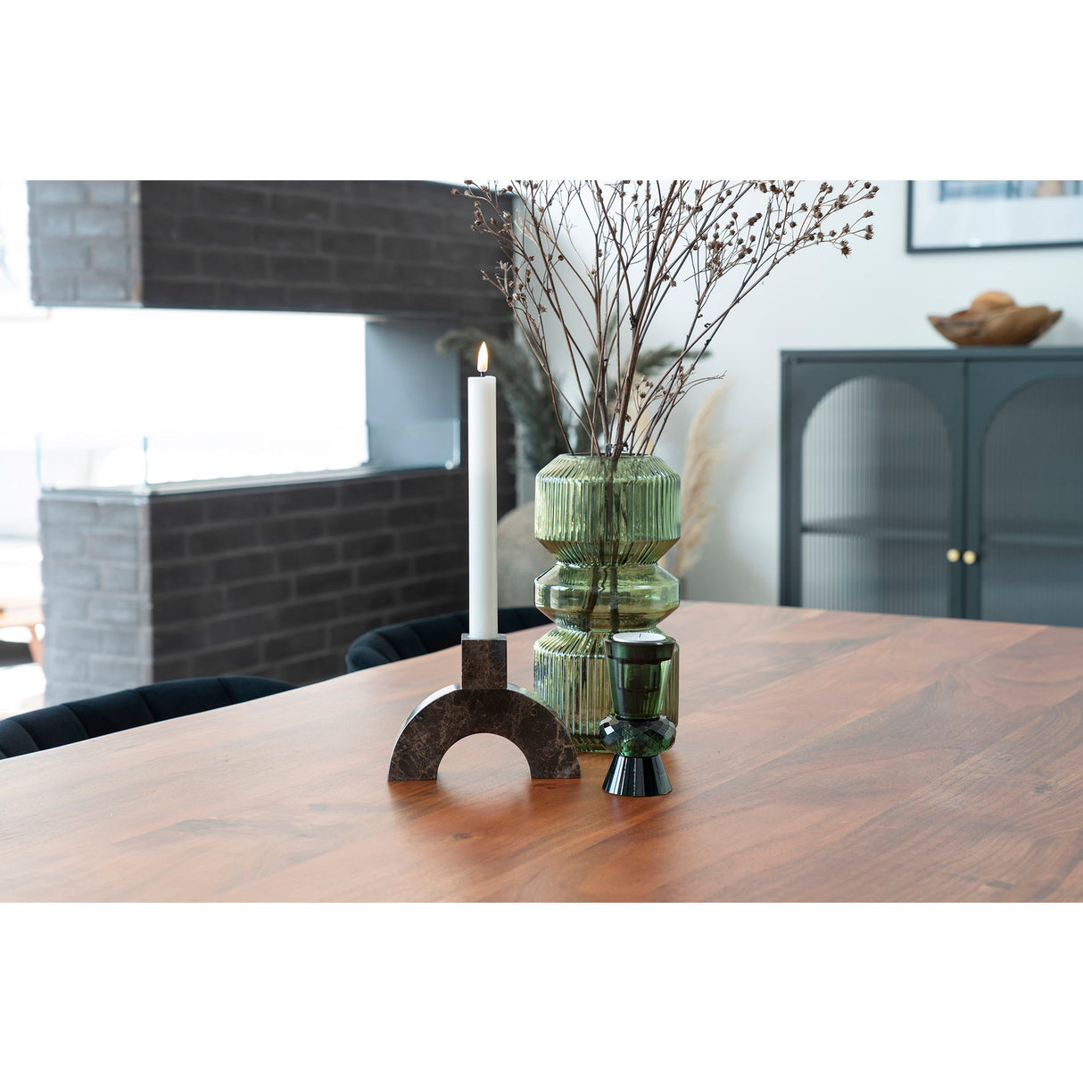 Vase – Grünes Glas, Runde Form, Transparente Oberfläche | House Nordic