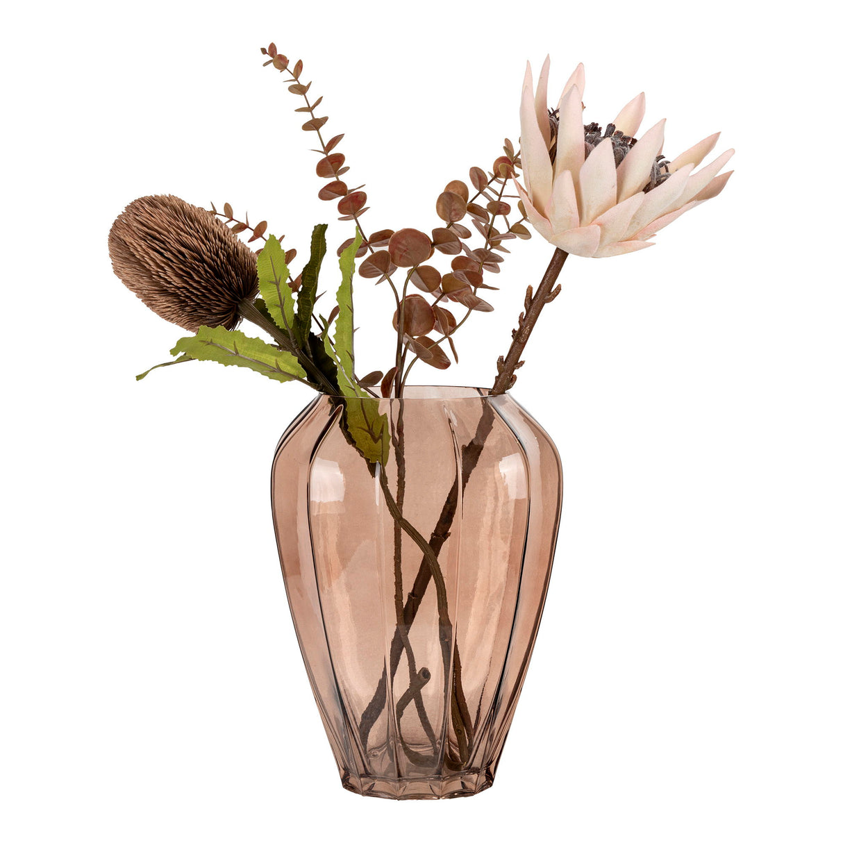 Vase – Braunes Glas, Facettierte Oberfläche, 29 cm Höhe | House Nordic