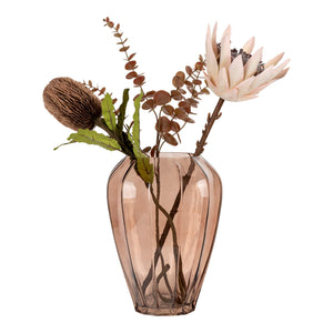 Vase – Braunes Glas, Facettierte Oberfläche, 29 cm Höhe | House Nordic