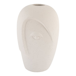 Vase – Sandfarbene Keramik, Skulpturales Gesicht, Mattes Finish - Gesicht | House Nordic