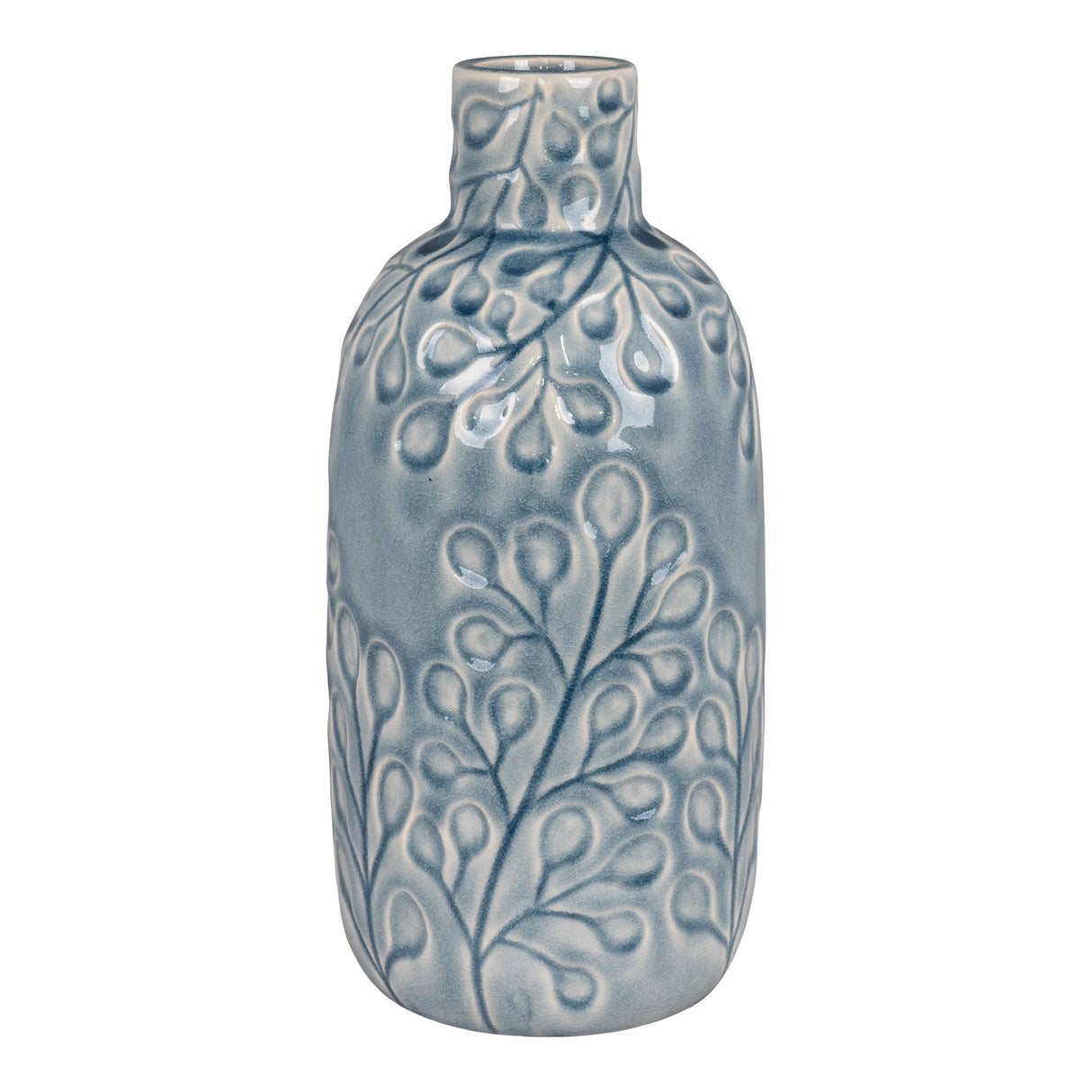 Vase – Blaues Steinzeug, Ausdrucksstarke Reliefstruktur, 26 cm Höhe - Azurea | House Nordic