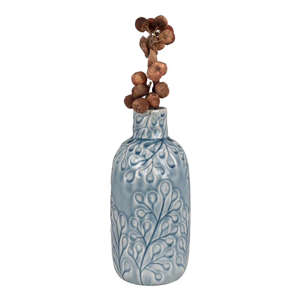 Vase – Blaues Steinzeug, Ausdrucksstarke Reliefstruktur, 26 cm Höhe - Azurea | House Nordic
