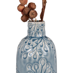 Vase – Blaues Steinzeug, Ausdrucksstarke Reliefstruktur, 26 cm Höhe - Azurea | House Nordic