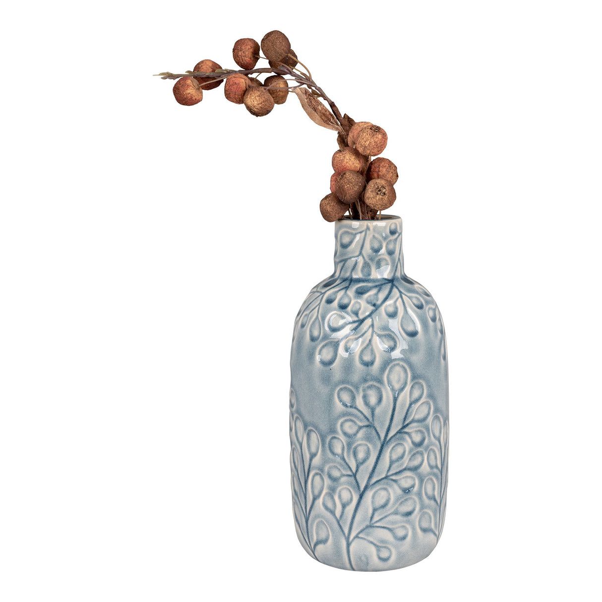Vase – Blaues Steinzeug, Ausdrucksstarke Reliefstruktur, 26 cm Höhe - Azurea | House Nordic