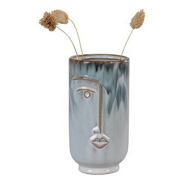 Vase – Ceramic Material, Two-Tone Blue Hues, Artistic Face – Elena | House Nordic