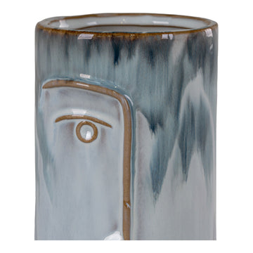 Vase – Ceramic Material, Two-Tone Blue Hues, Artistic Face – Elena | House Nordic