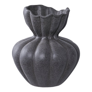 Vase – Keramikmaterial, Mattes Schwarz, 19 cm Höhe  - Basma | House Nordic