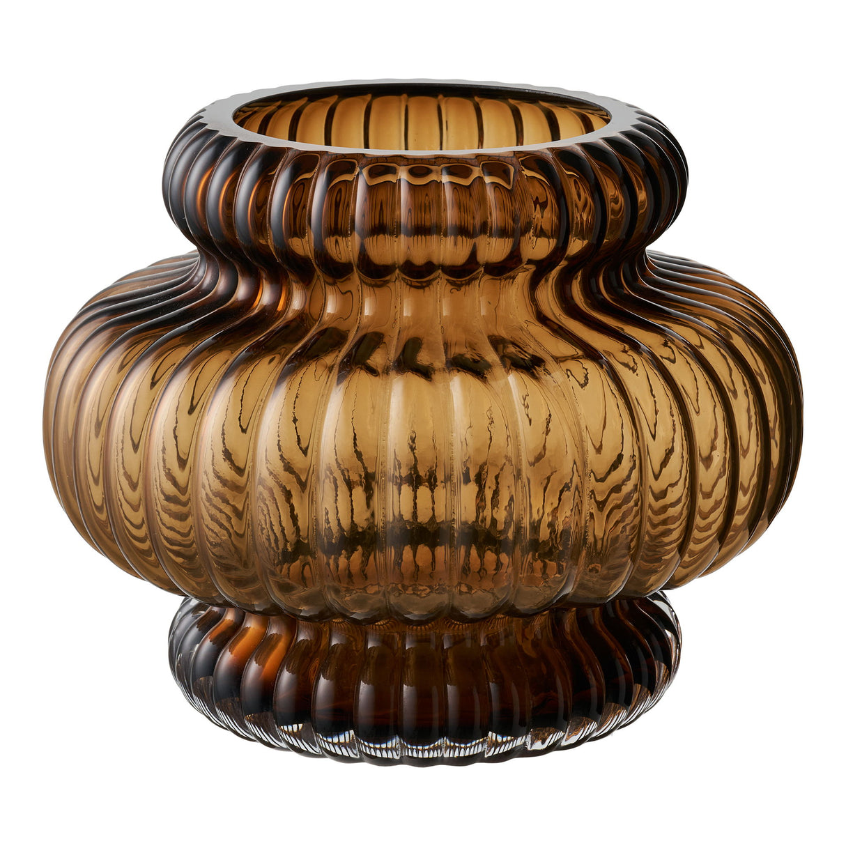 Vase – Mundgeblasenes Glas, Rauchbraune Farbe, 20 cm Durchmesser | House Nordic