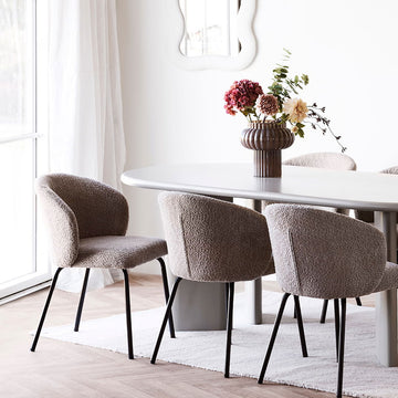 Vase – Ceramic Material, Round Design, Matte Finish, Beige Color – Orion | House Nordic