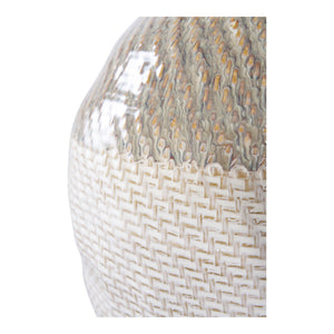 Vase – Keramikmaterial, Weiß-Grüne Struktur, 30,5 cm Höhe - Vase | House Nordic