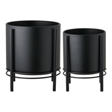 Flower pot – powder-coated steel, minimalist silhouette, matte black finish | House Nordic