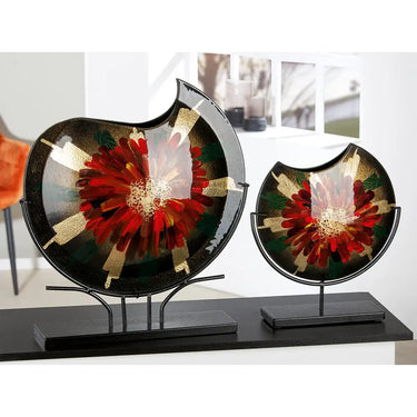 Bodenvase – Goldfarbenes Glas, Florales Muster, Farbige Akzente - Doré | Gilde