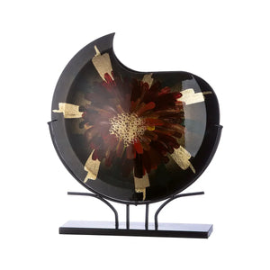 Bodenvase – Goldfarbenes Glas, Florales Muster, Farbige Akzente - Doré | Gilde