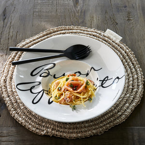 Pastateller - Porzellan, Rundform, Schriftzug, 26 cm - Buon Appetito | Rivièra Maison