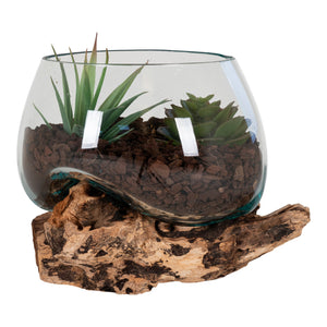 Dekoobjekt – Natur, Teakholz/Glas, 15 cm hoch - San Marino | House Nordic
