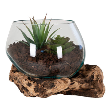 Dekoobjekt – Natur, Teakholz/Glas, 15 cm hoch - San Marino | House Nordic