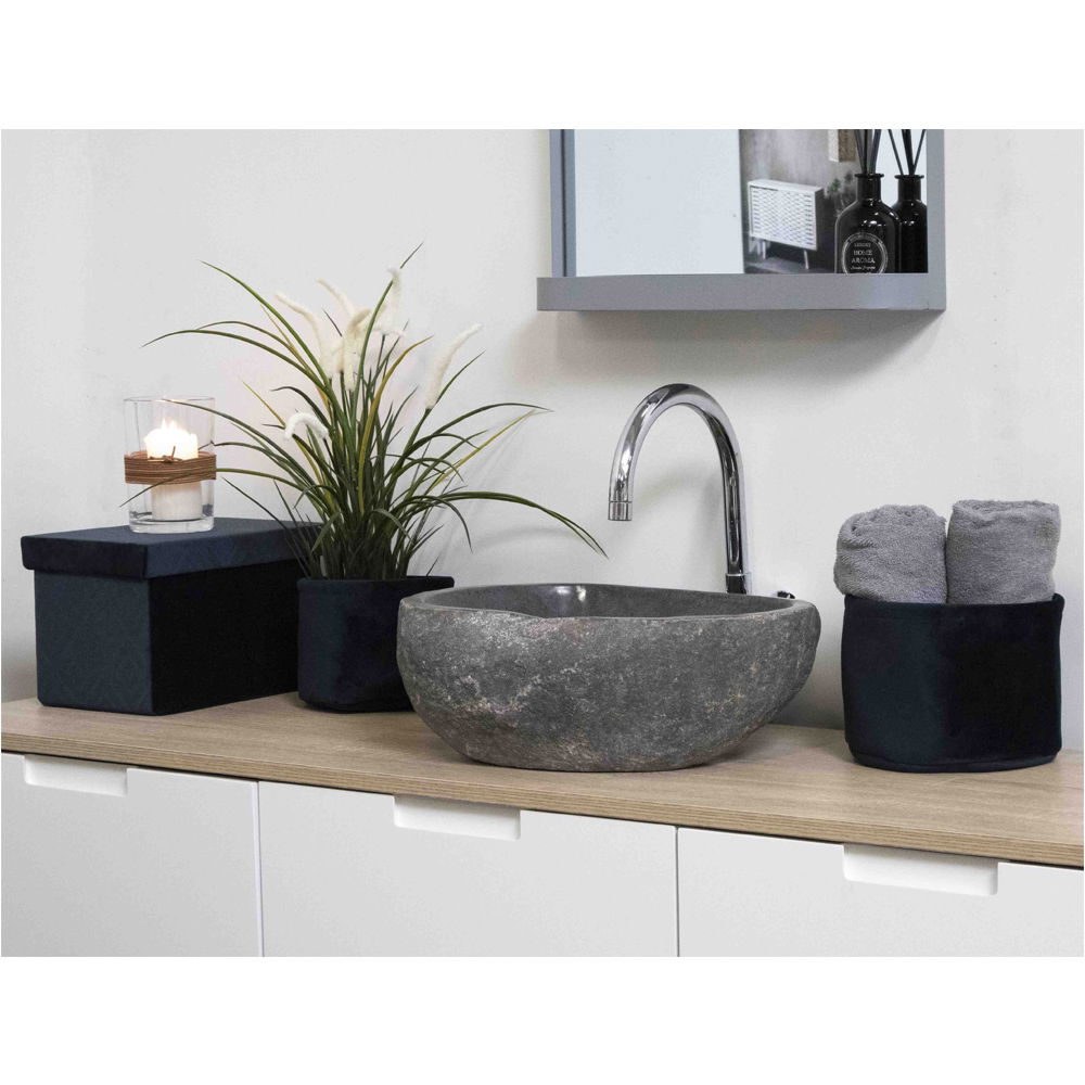 Waschbecken - Naturstein, Dunkle Steinoptik, 15 cm Höhe - Donau | House Nordic