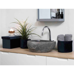 Waschbecken - Naturstein, Dunkle Steinoptik, 15 cm Höhe - Donau | House Nordic