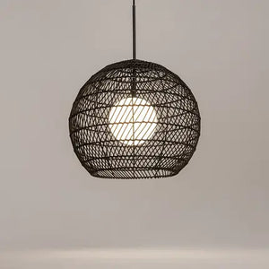 Pendant light black basket shade white glass diffuser & modern design – Cane | Maytoni