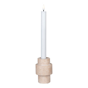 Kerzenständer – Naturtravertin, gestuftes Profil, 10 cm hoch - Candle Holder | House Nordic