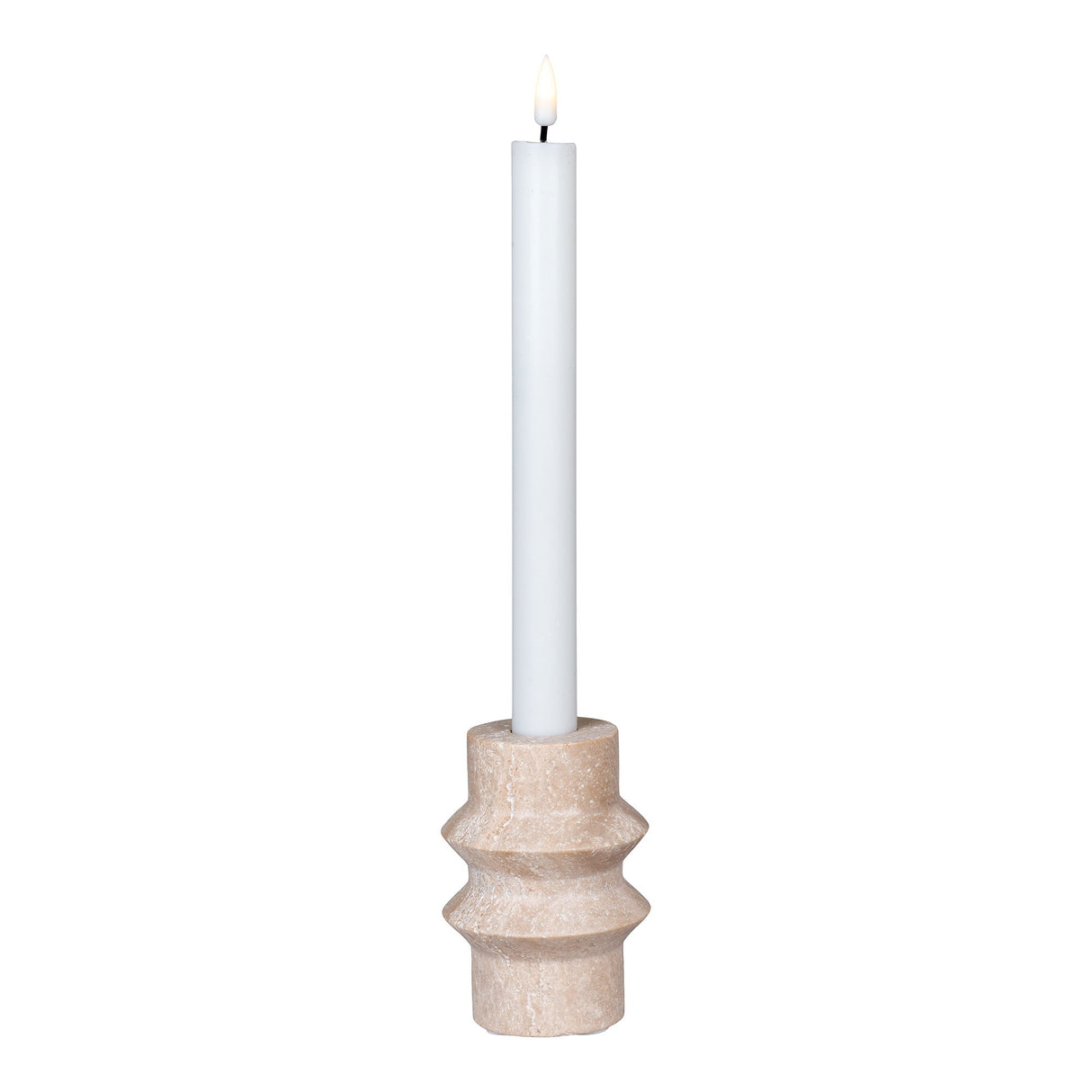 Kerzenständer – Naturtravertin, gedrehtes Profil, 10 cm hoch - Candle Holder | House Nordic