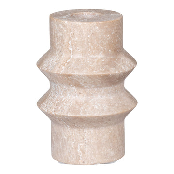 Kerzenständer – Naturtravertin, gedrehtes Profil, 10 cm hoch - Candle Holder | House Nordic