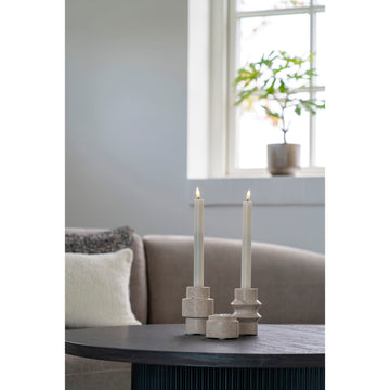 Kerzenständer – Naturtravertin, gedrehtes Profil, 10 cm hoch - Candle Holder | House Nordic
