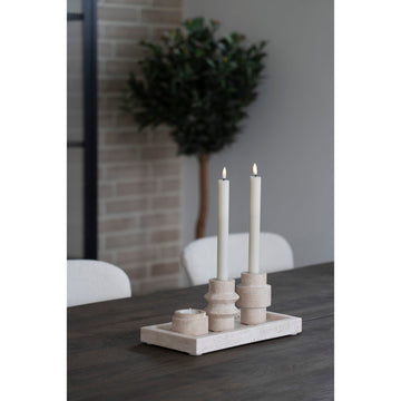 Kerzenständer – Naturtravertin, gedrehtes Profil, 10 cm hoch - Candle Holder | House Nordic